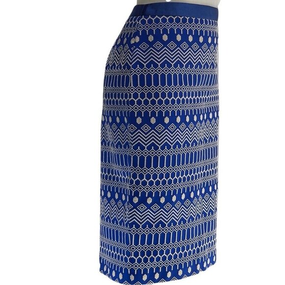 BODEN Skirt Women Size 8L Grosgrain Ribbon Waist Cotton Embroidered Pencil Midi - Picture 3 of 10